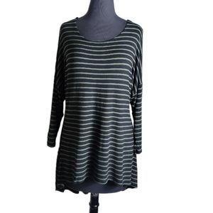 Azules scoop neck stripe high low drop shoulder tunic top size medium